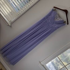 Lavender bejewled prom dress